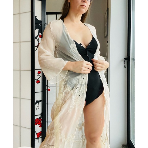 McClintock Sheer Sleeve Floral Embroidery Long Intimates - Picture 7 of 14